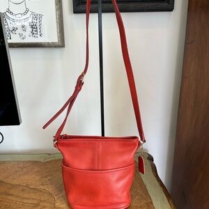 Rare COACH Vintage Red Leather Bleecker Bucket Shoulder Bag 4153